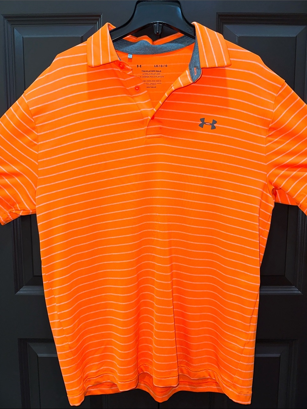 Under Armour Men’s Neon Orange Striped Polo